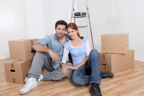 Furniture and boxes loaded for a man and van service in Hire