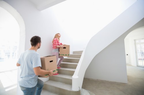 Boxes and packed items prepared for movers in Hire