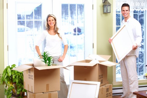Staff assessing loading risks during a man with van move
